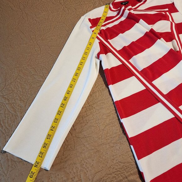 Misook open front cardigan women XL white red stripes - Picture 7 of 9